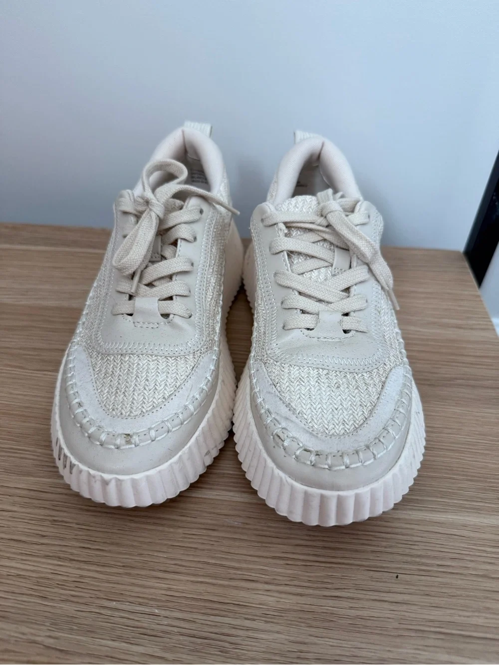 Dolce Vita Cream Woven Platform Sneakers